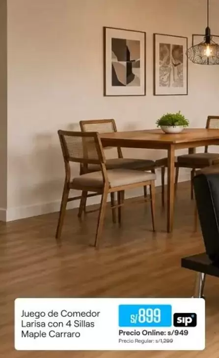 Juego de Comedor Larisa con 4 Sillas Maple Carraro