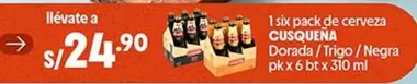 Cusqueña - six pack de cerveza Dorada / Trigo / Negra