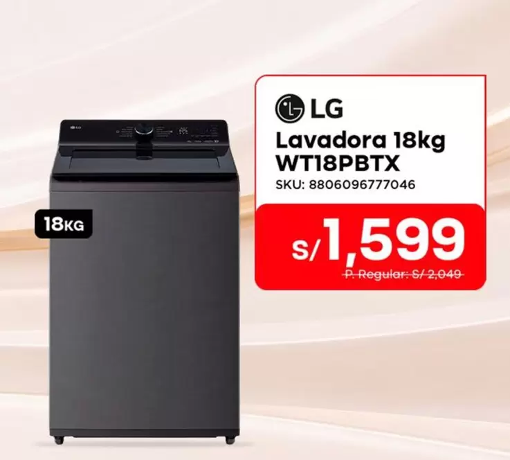 Lg - Lavadora 18kg WT18PBTX
