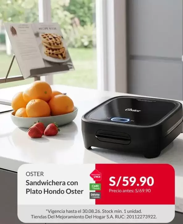 Oster - Sandwichera con Plato Hondo