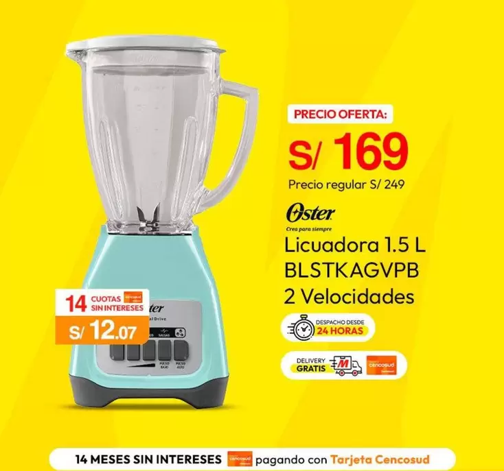 Oster - Licuadora 1.5 L BLSTKAGVPB 2 Velocidades