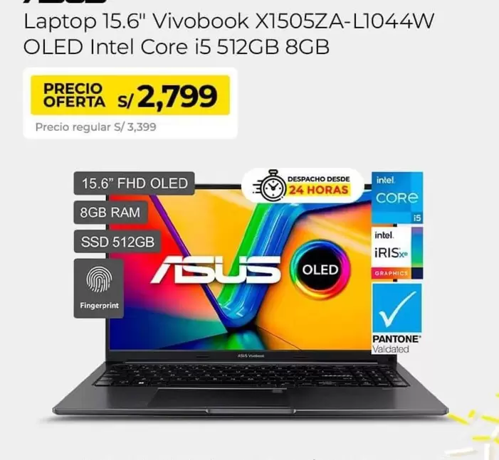 Asus - Laptop 15.6" Vivobook X1505ZA-L1044W OLED Intel Core i5 512GB 8GB