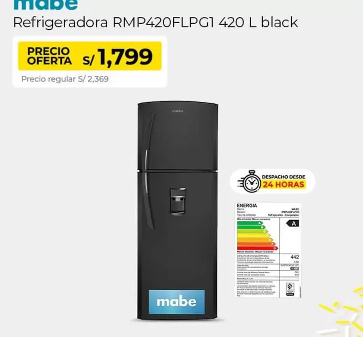 Mabe - Refrigeradora RMP420FLPG1 420 L black