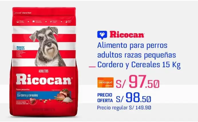 Ricocan - Alimento para perros adultos razas pequeñas - Cordero y Cereales
