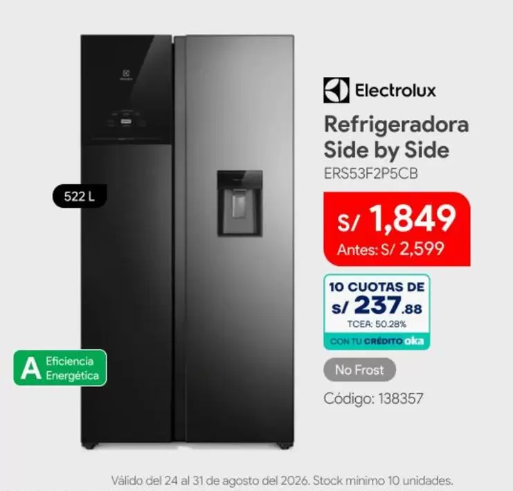 Electrolux - Refrigeradora Side by Side ERS53F2PSCB