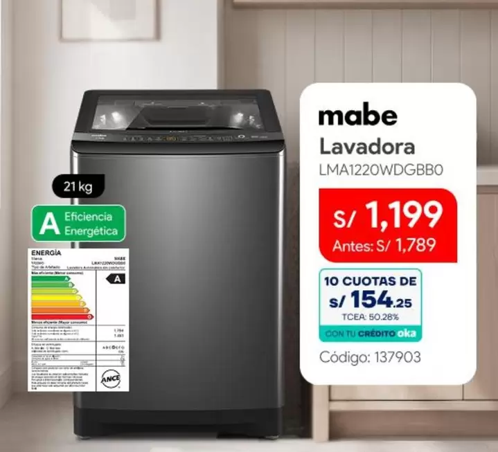 Mabe - Lavadora LMA1220WDGBB0