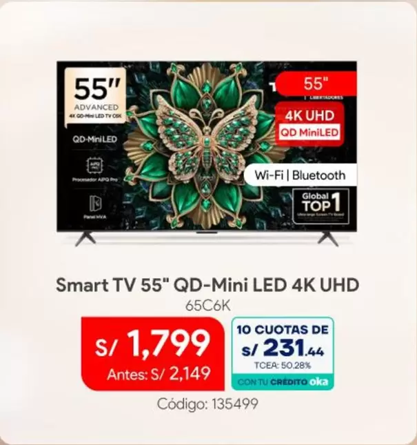 Pro - Smart TV 55" QD-Mini LED 4K UHD 65C6K