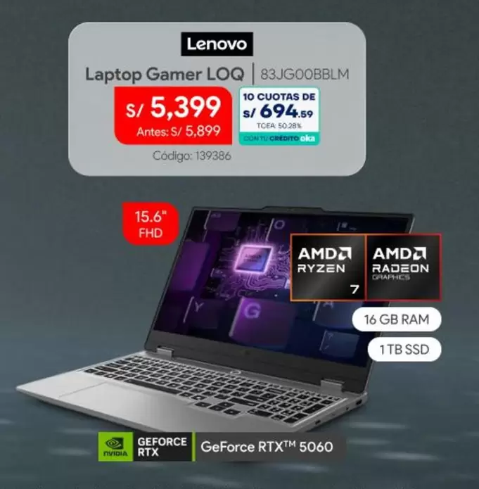 Lenovo - Laptop Gamer LOQ 83JG00BBLM
