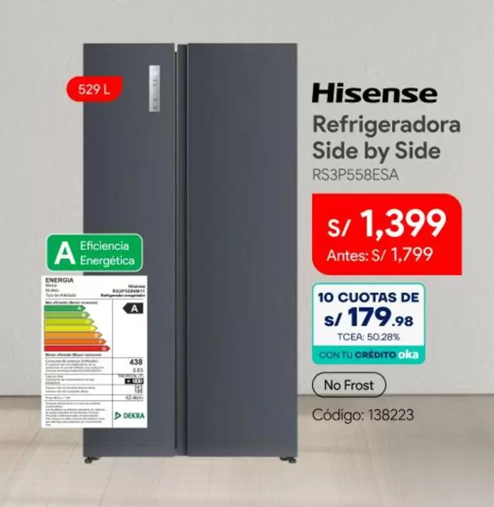 Hisense - Refrigeradora Side by Side RS3P558ESA