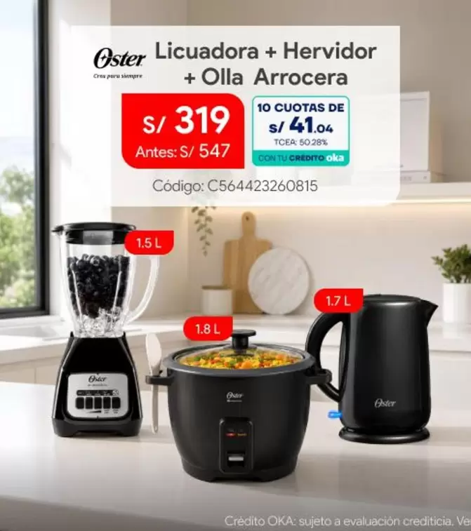 Oster - Licuadora + Hervidor + Olla Arrocera