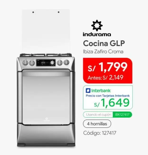 Indurama - Cocina GLP Ibiza Zafiro Croma