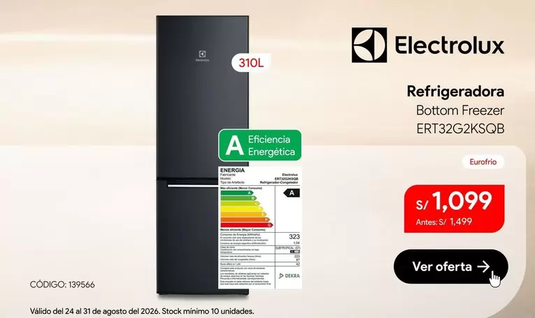 Electrolux - Refrigeradora Bottom Freezer ERT32G2KSQB