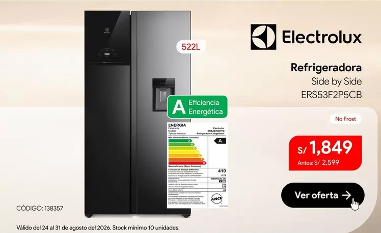 Electrolux - Refrigeradora Side by Side ERS53F2P5CB
