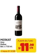 Merkat - Vino Malbec Bot. x 750 ml.