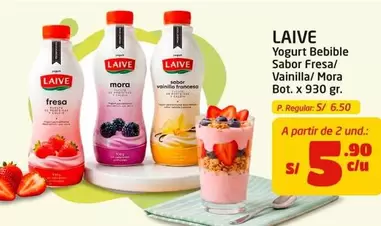 Laive - Yogurt Bebible Sabor Fresa/Vainilla/Mora