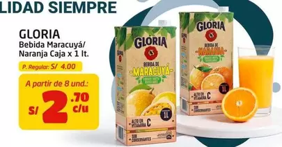 Gloria - Bebida Maracuyá/ Naranja Caja