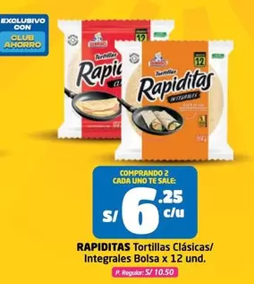 Tortillas Cl
uevo sicas/Integrales Bolsa