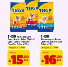 Thor - Alimento para Perro Adulto Sabor Clásico/ Sabor Carne, Higado y Cereales Bolsa
