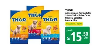Thor - Alimento para Perro Adulto Sabor Clásico/Sabor Carne, Higado y Cereales