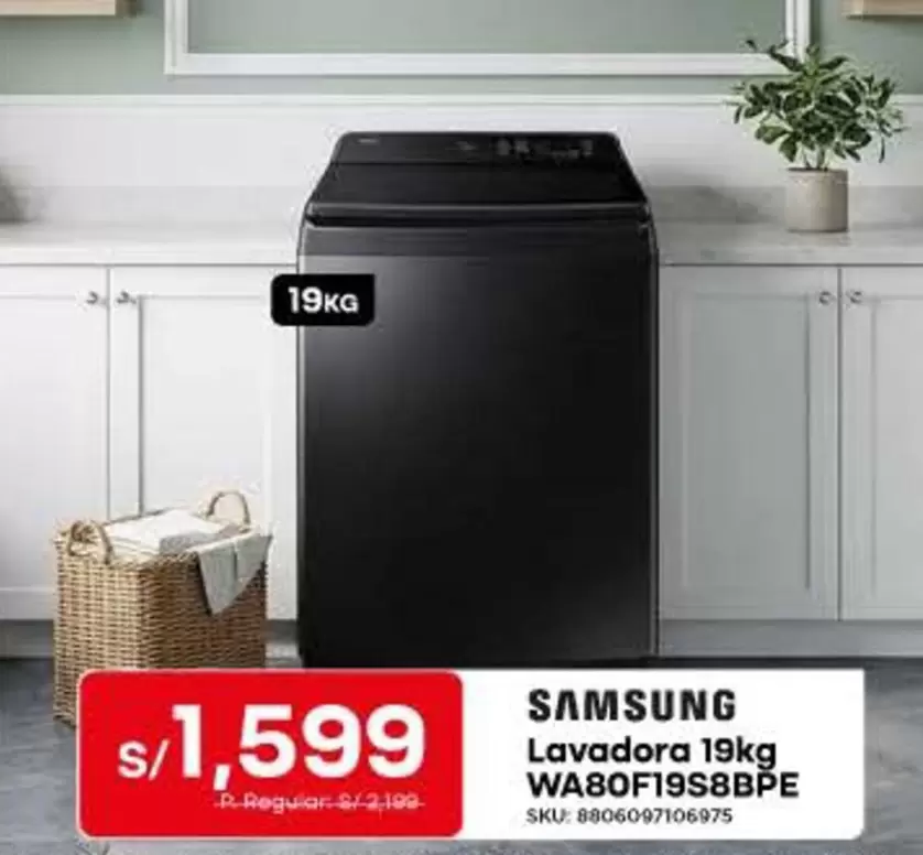 Samsung - Lavadora 19kg WA80F19S8BPE