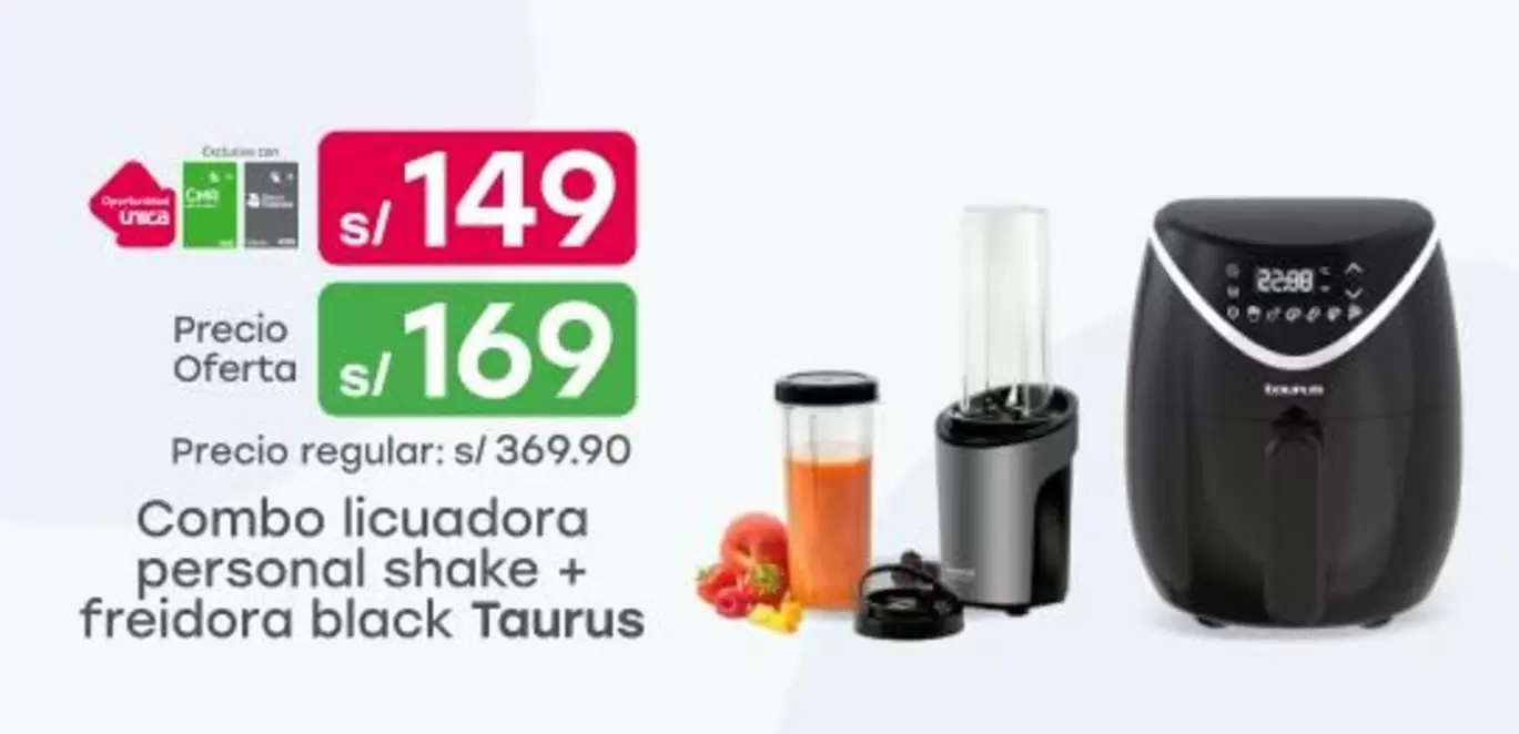 Taurus - Combo licuadora personal shake + freidora