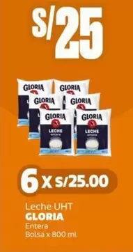 Gloria - Leche UHT Entera Bolsa