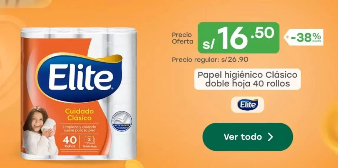 Elite - Papel higiénico Clásico doble hoja
