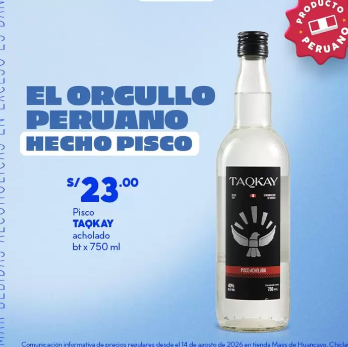 Pisco TAQAY acholado bt x 750 ml
