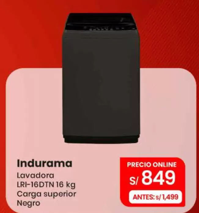Indurama - Lavadora LRI-16DTN 16 kg Carga superior