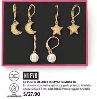 Dorado - ESTUCHE DE ARETES MYSTIC MUSE X3