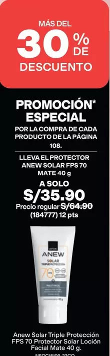 Anew - Protector Solar FPS 70 Mate 40 g