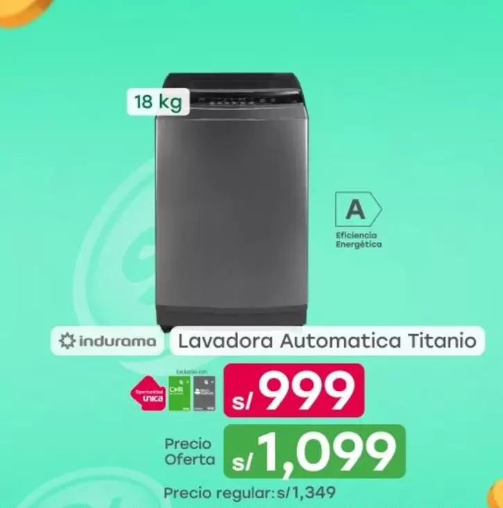Indurama - Lavadora Automatica Titanio