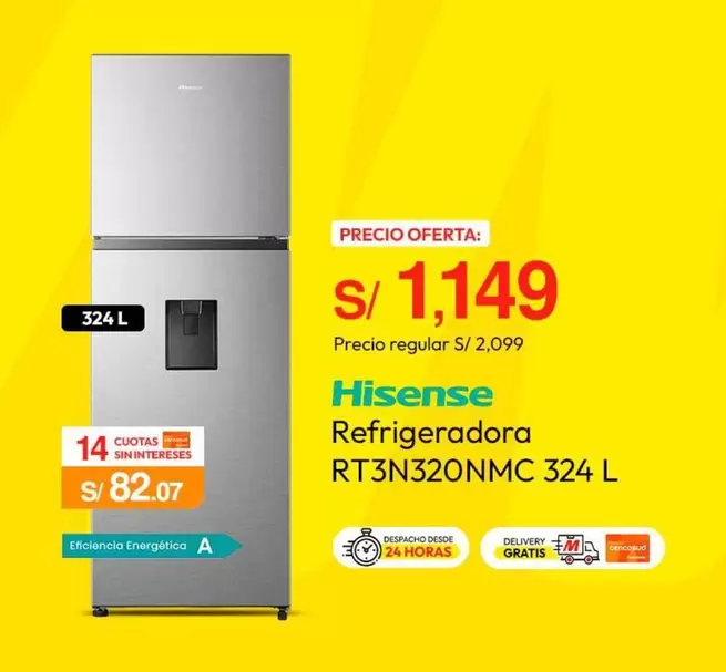 Hisense - Refrigeradora RT3N320NMC 324 L