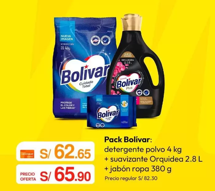 Bolívar - detergente polvo + suavizante + jabón ropa