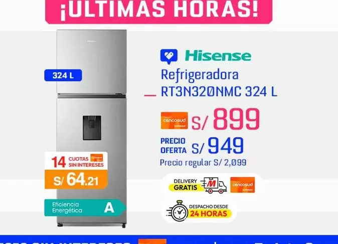 Hisense - Refrigeradora RT3N320NMC 324 L