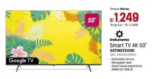 Indurama - Smart TV 4K 50" 50T1KGF2UHD