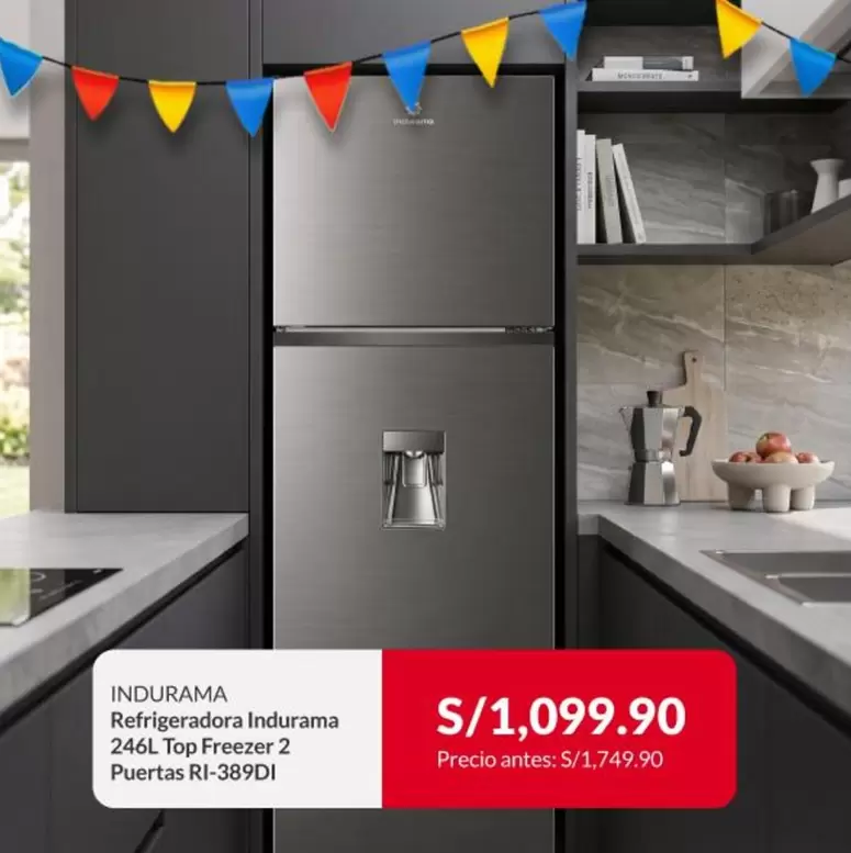 Indurama - Refrigeradora 246L Top Freezer 2 Puertas RI-389DI