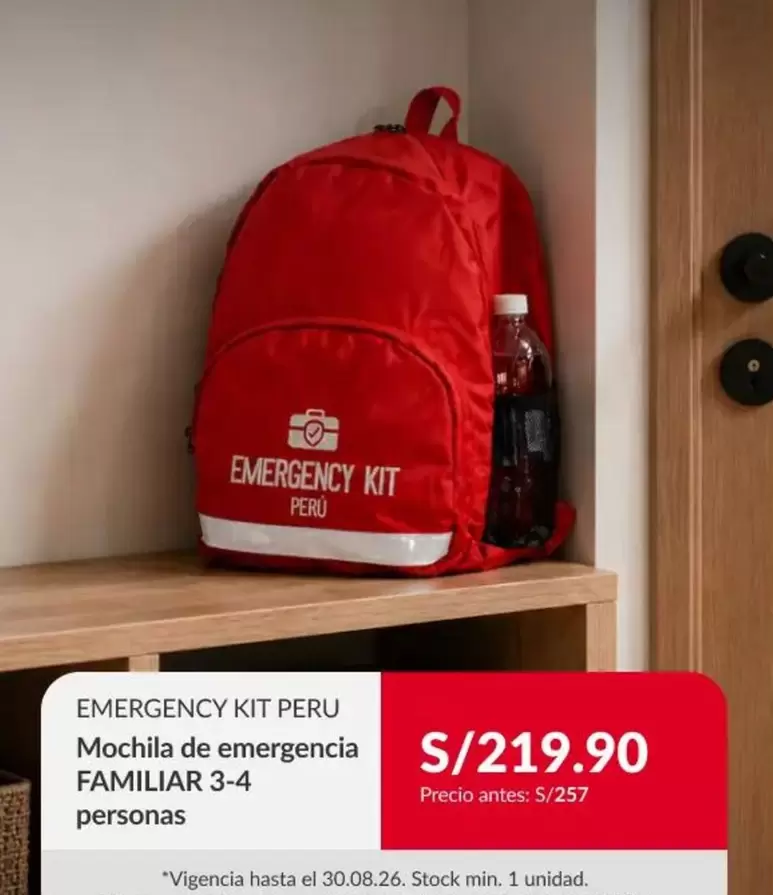 EMERGENCY KIT PERU Mochila de emergencia FAMILIAR 3-4 personas