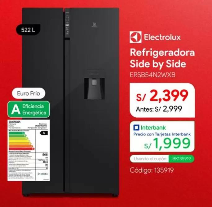 Electrolux - Refrigeradora Side by Side ERSB54N2WXB