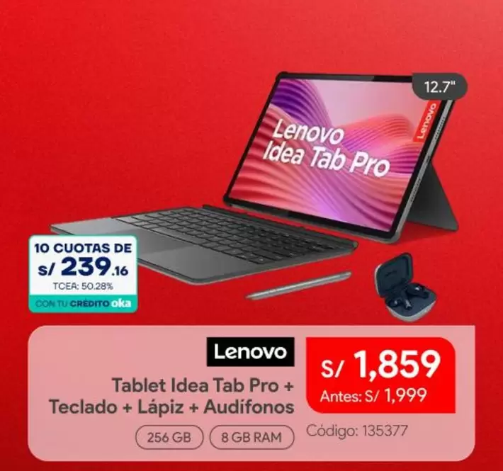 Lenovo - Tablet Idea Tab Pro + Teclado + Audifonos