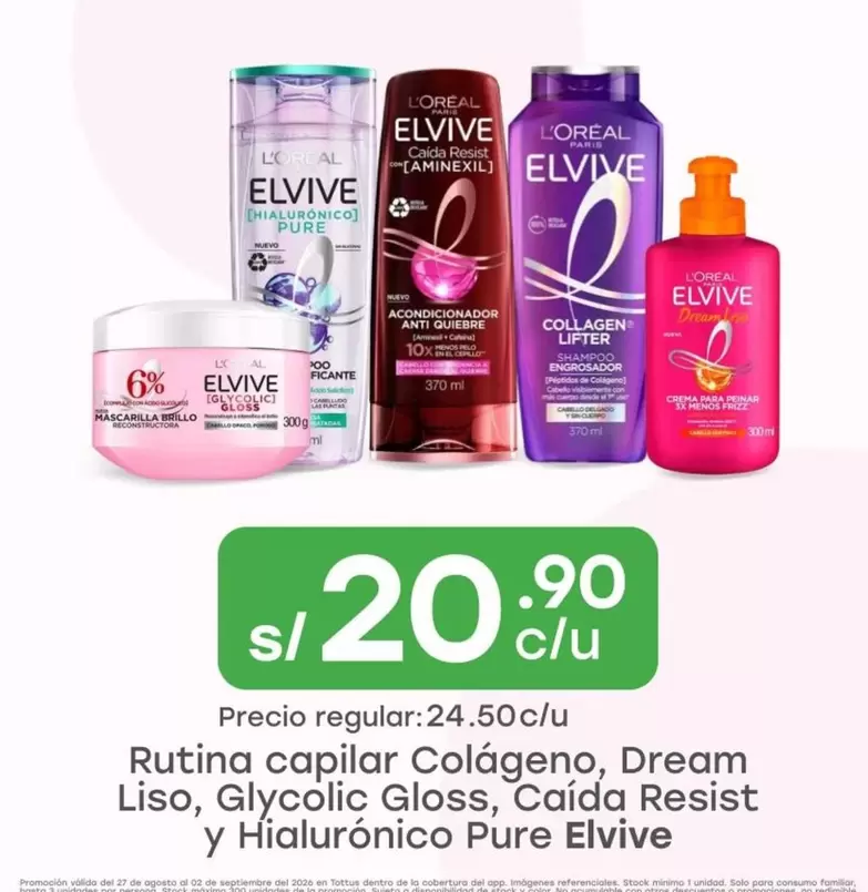 Elvive - Rutina capilar Colágeno, Dream Liso, Glycolic Gloss, Caída Resist y Hialurónico Pure