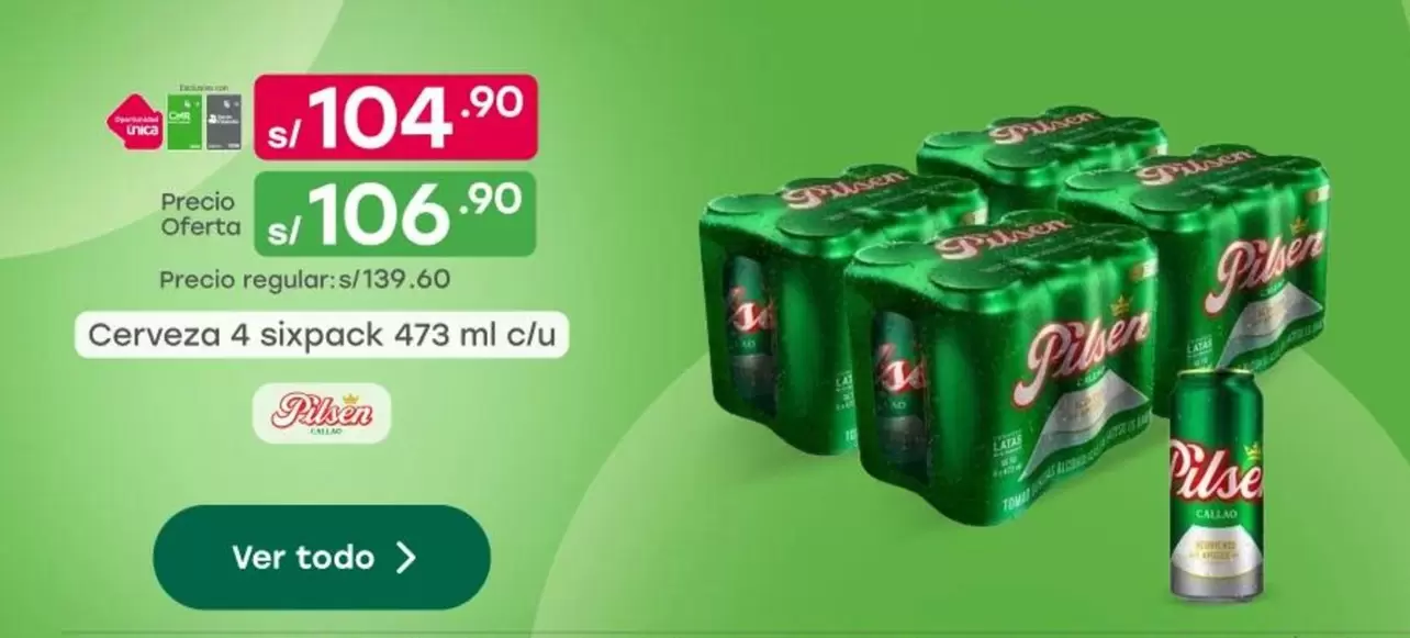 Pilsen Callao - Cerveza 4 sixpack 473 ml c/u