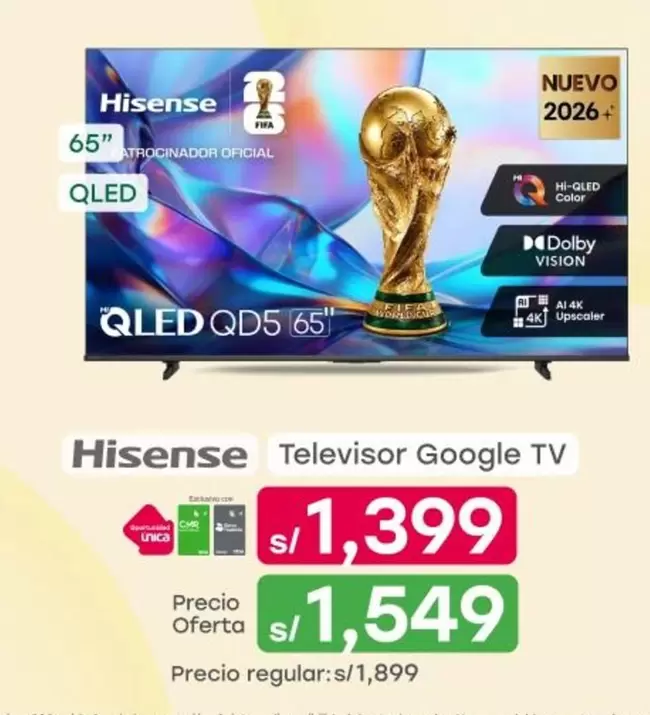 Hisense - Televisor Google TV QLED QD5 65"