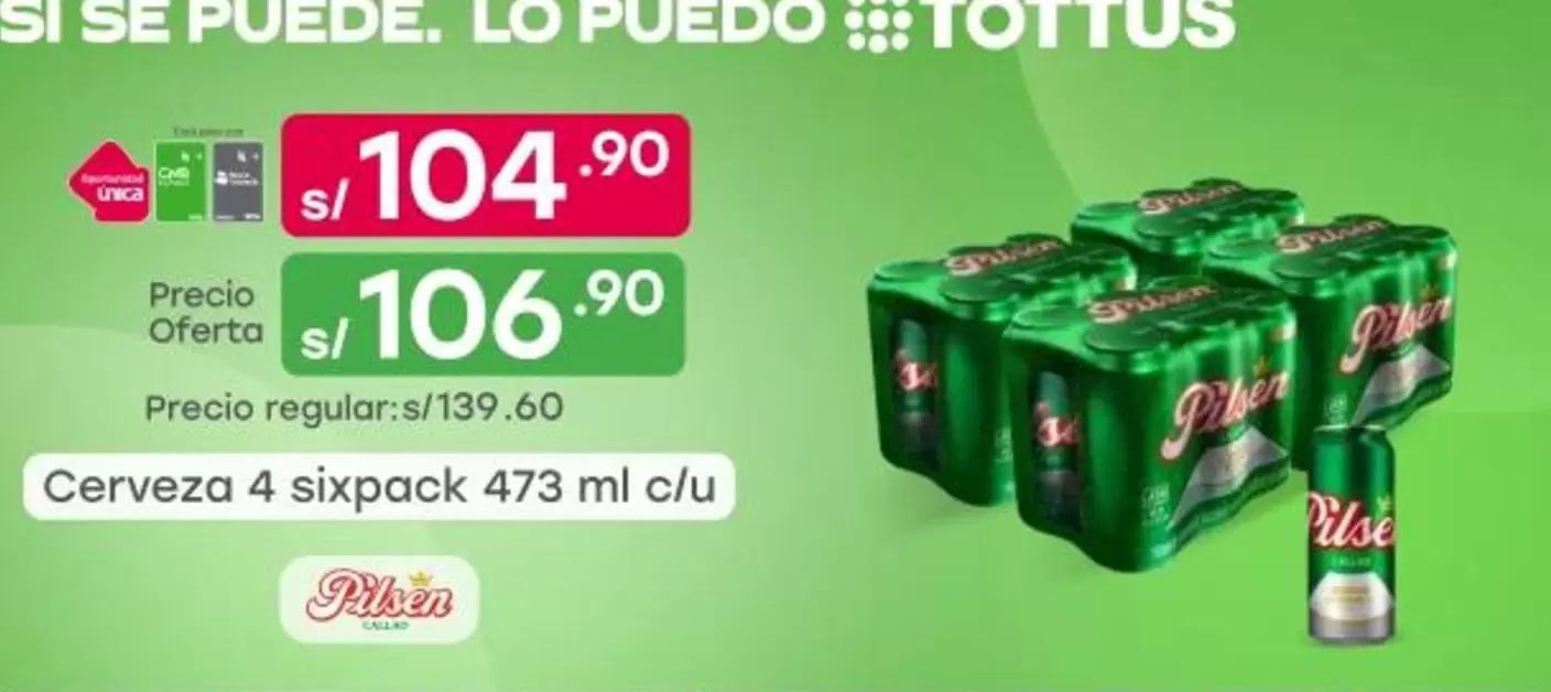 Pilsen - Cerveza 4 sixpack 473 ml c/u