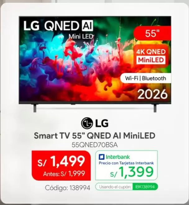 Lg - Smart TV 55" QNED AI MiniLED 55QNED70BSA
