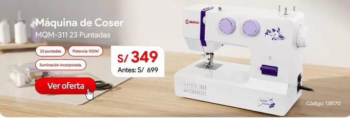 Máquina de Coser MQM-311 23 Puntadas