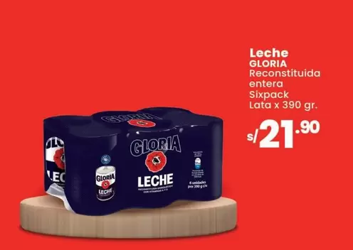Gloria - Leche Reconstituida entera Sixpack Lata