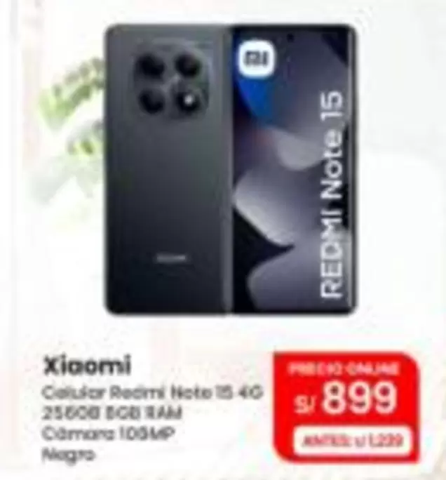 Xiaomi - Celular Redmi Note 15 4G 256GB RAM Cámara 100MP Negro