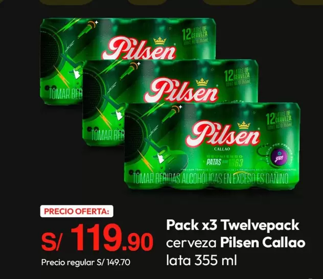 Pilsen - Pack x3 Twelvepack cerveza