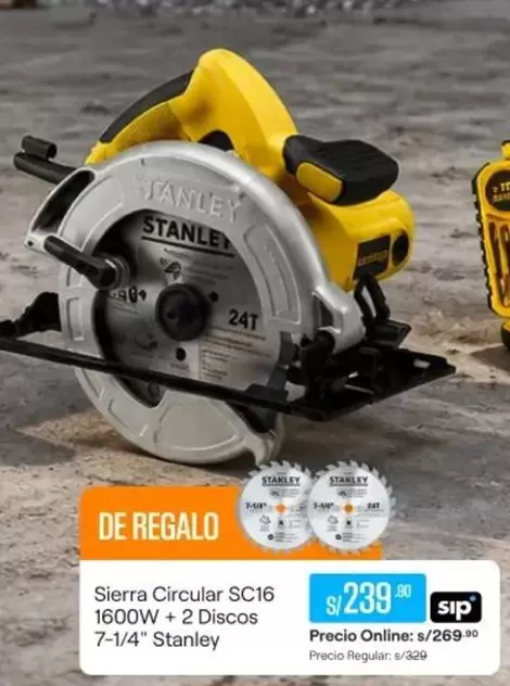 Stanley - Sierra Circular SC16 1600W + 2 Discos 7-1/4"